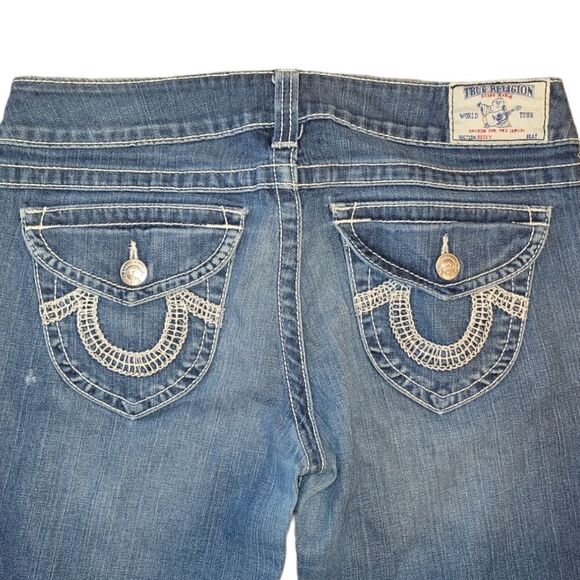 True Religion Women's Embroidered Becky Bootcut Blue Jeans 31 - Picture 7 of 16